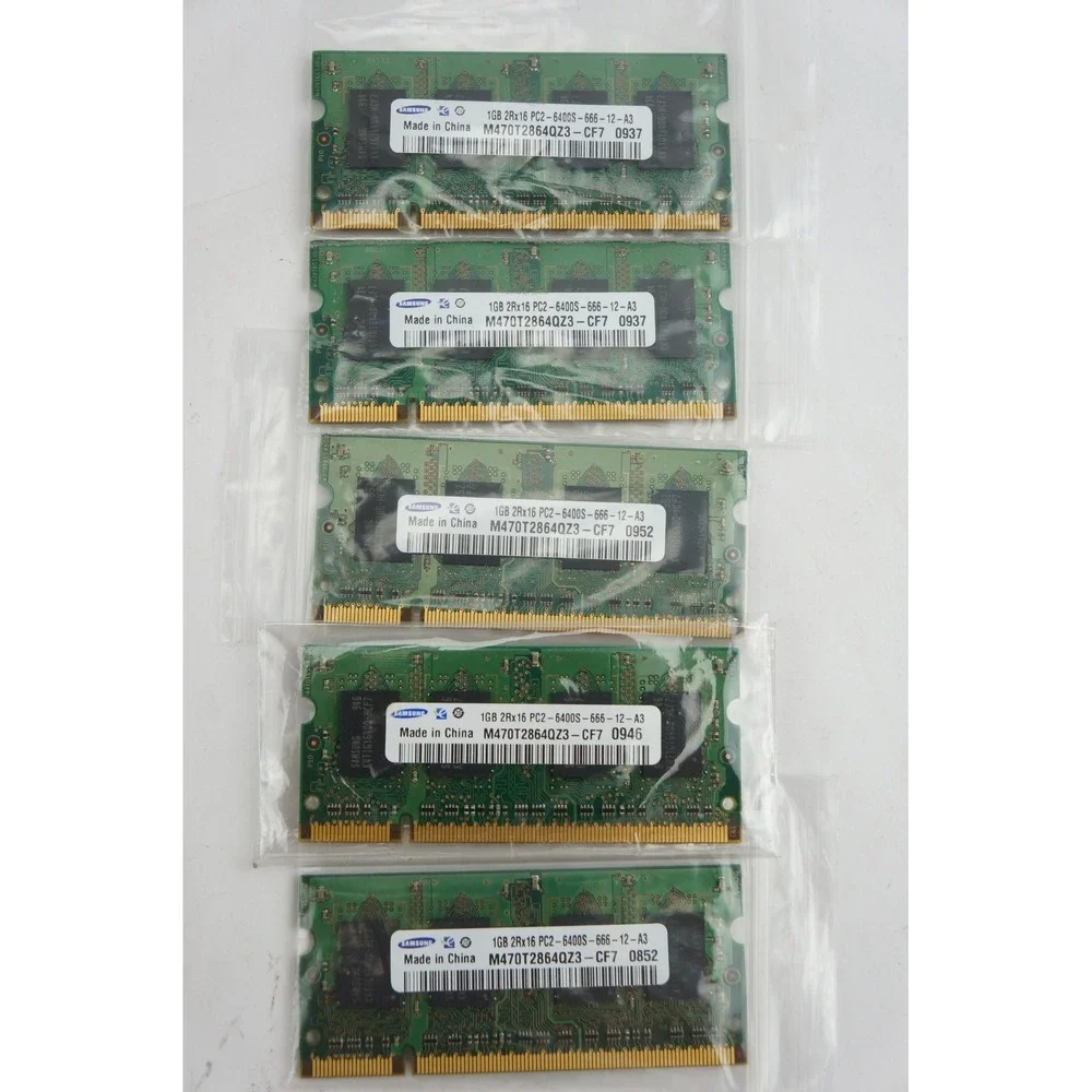 Samsung 1GB RAM Laptop Lot of 5 PC2-6400S DDR2 666MHz SODIMM M470T2864QZ3-CF7